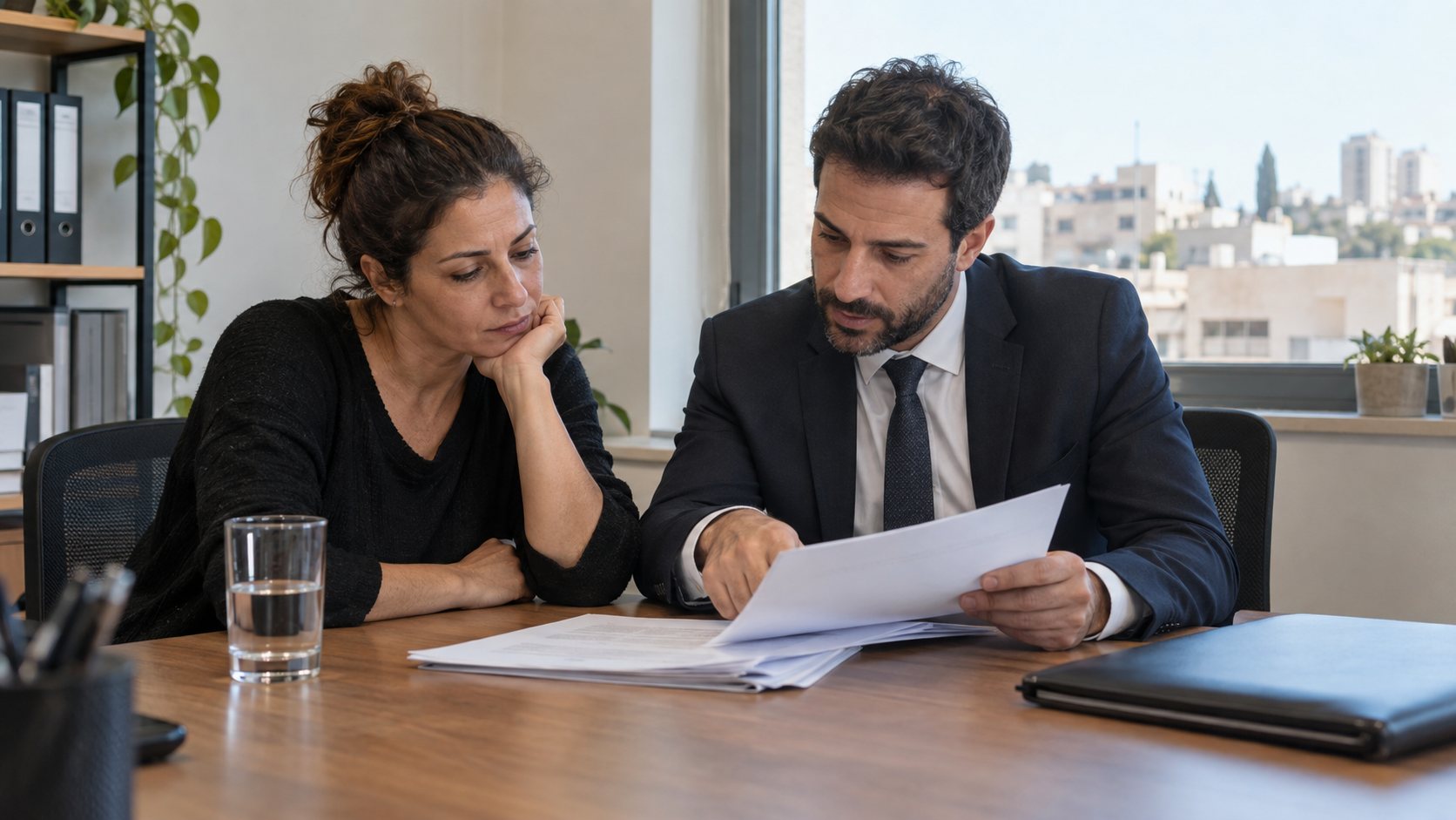 התייעצות לגבי סכסוך והליך פלילי במשרד ישראלי — תמונת המחשה